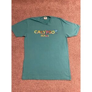 Coastal Classics Calypso Maui T-Shirt Mens Large Teal Excellent Octopus Graphic